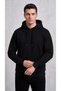 Men's Black 3-Thread Hooded Sweatshirt with Kangaroo Pocket
