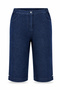 Plus Size Women's Below Knee Pearl Detail Jeans Capri 08 Dark Navy Blue01 - 2