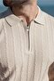 Stone Color Polo Collar Knitted Patterned Knitwear Men's Sweater E7507 - 4