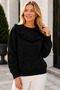 Women's Round Neck Long Sleeve Ruffled Collar Mesh Detailed Transparent Stylish Casual Black Knitwear Sweater - 2