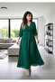 Long Straight Lined Chiffon Dress Emerald