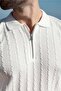 White Polo Collar Knitted Patterned Knitwear Men's Sweater E7507 - 2