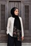 Twill Rose Scarf Combed Cotton Shawl - Black - 3