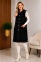 Women's Heart-Buttoned, Front-Pocket, Soft Textured Long Sweater Vest