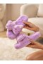 Bowknot Polka Dot Foil Patterned Furry Fluffy Plush House Slippers