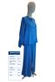 Women's Wrinkled Textured Draped Two-Piece Set - Relaxed Fit Stand Collar Shirt and Wide Leg Pants Navy Blue - 2