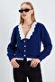 Collar and Hem Lace-Up Knitwear Cardigan - 3