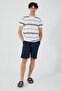 Stripped Cream Men's Trousers Shorts T-Shirt 3 Pieces Set