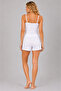 Women's Lilac Heart Patterned Thin Strap Shorts Pajama Set – Ribbed Fabric Bow Detail Summer Loungewear Set - 5