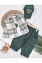 Lumberjack Shirt, Hiphop Pants, Printed Badge and Hat, 4-Piece Baby Boy Set - 2