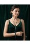 Green Stone Fringed Necklace Earring Bracelet Set - 2