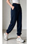 Women's Navy Blue Winter Comfortable Fit Sweatpants with Elastic Waist and Cuffs - 6