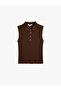 Half Buttoned Knitwear Polo Neck Sleeveless Blouse - 5