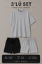 Men's Black and Gray Shorts + Gray T-Shirt 3-Piece Set (with Socks as a Gift)