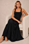 Women's Square Neck Thick Strap Cotton Stretchy Long Dress Mdm1030 - 7