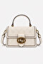Logo Detailed Printed Women's Small Size Hand and Shoulder Bag Cream