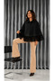 Women's Suede Tasseled Poncho Jacket with Eyelet Studs Detailed Cape Jacket - 4