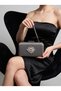 Anthracite Gray Platinum Striped Satin Silver Detailed Crystal Stone Chain Strap Women's Evening Dress Bag Wedding Engagement Graduation