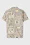 Men's Ecru Printed Resort Collar Short Sleeve Shirt - 2