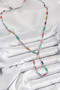 Silver Color Women's Y Necklace with Brass Colored Zircon Stone - 2