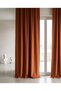 Brick Color Velvet Textured Non-Pleated Plain Installation Gathered Living Room Background Curtain - 2