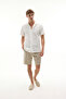 Men's White Striped Regular Fit Resort Collar Short Sleeve Shirt - 3