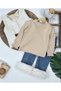 Lined Leather Belt Detailed Plush Vest, Flexible Cotton Bodysuit and Fuzzy Lycra Jeans, 3-Piece Baby Girl Set - 5