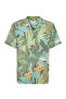 Men's Green Printed Resort Collar Short Sleeve Shirt - 3