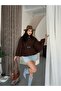 Women's Oversize Comfortable Fit Belted Stand Collar Buttoned Belted Poncho - 2