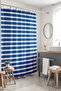Flat Horizontal Navy Blue Lines Patterned Shower Curtain, Bathtub Curtain 175X200Cm - 5