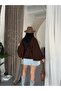 Women's Oversize Comfortable Fit Belted Stand Collar Buttoned Belted Poncho - 8