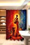 Fireflies and African Girl Patterned Shower Curtain, Bathtub Curtain 175X200Cm - 3