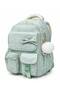Imported Fabric Polka Dot Ribbon Accessory Model Six-Compartment Orthopedic School Bag with Waist Strap Green - 3