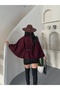 Women's Oversize Comfortable Fit Belted Stand Collar Buttoned Belted Poncho - 7