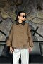 Women's Velvet Collar Button Detailed Poncho Look Jacket Sun463 - 2