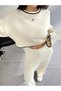 Fashionable Shepherd Detailed Stylish Women's White Knitwear Trousers Sweater Set Autumn/Winter - 2