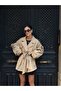 Oversized Buttoned Double-Breasted Trench Coat with Cape - 5