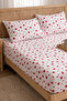 Red Heart Pattern Double Bed Sheet Set |   1 Double Elasticated Bed Sheet and 2 Pillowcases 50X70 cm |   Cotton Soft Texture - 3