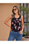 Women's Floral Patterned Button Detailed Sleeveless Summer Blouse