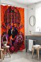 Hippie Flower and Dog Embroidered Patterned Shower Curtain, Bathtub Curtain 175X200Cm - 5