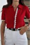 Red Lace Detailed Polo Collar Knitwear Cardigan - 6