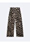 Zebra Patterned Wide Leg Black Trousers - 4