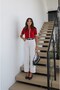 Red Lace Detailed Polo Collar Knitwear Cardigan - 2