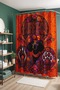 Hippie Flower and Dog Embroidered Patterned Shower Curtain, Bathtub Curtain 175X200Cm - 4