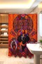 Hippie Flower and Dog Embroidered Patterned Shower Curtain, Bathtub Curtain 175X200Cm - 3