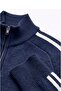 Navy Blue Double Striped High Collar Knitwear Cardigan - 3