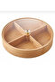 وعاء حلويات دوار بغطاء من الخيزران - حاوية تخزين بـ 5 أقسام - صندوق حلويات دوار - وعاء حلويات للإفطار - 5