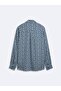 Regular Fit Floral Patterned Long Sleeve Navy Blue Shirt - 4