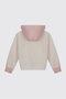 Girl's Hooded Zippered Printed Ecru Sweatshirt - 2