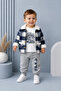 Plaid Plush Collared Jacket and Mountain Print Boys' 3-Piece Set - 4